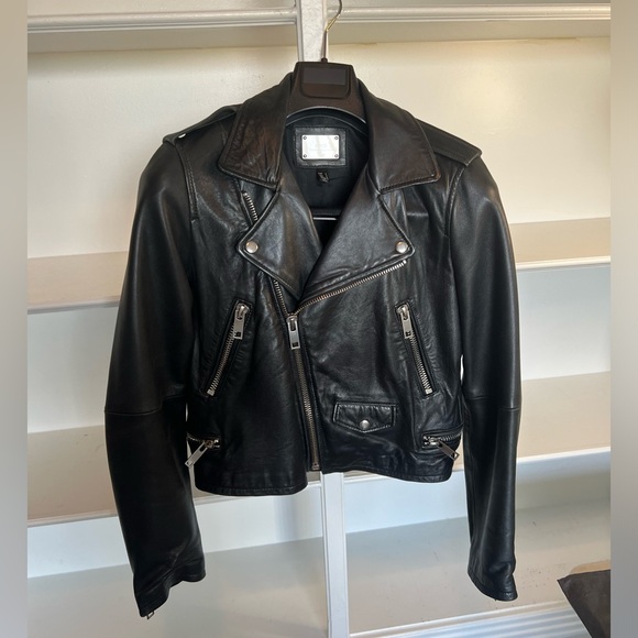 Mango 100% Leather Moto Jacket - M/L - Picture 2 of 9